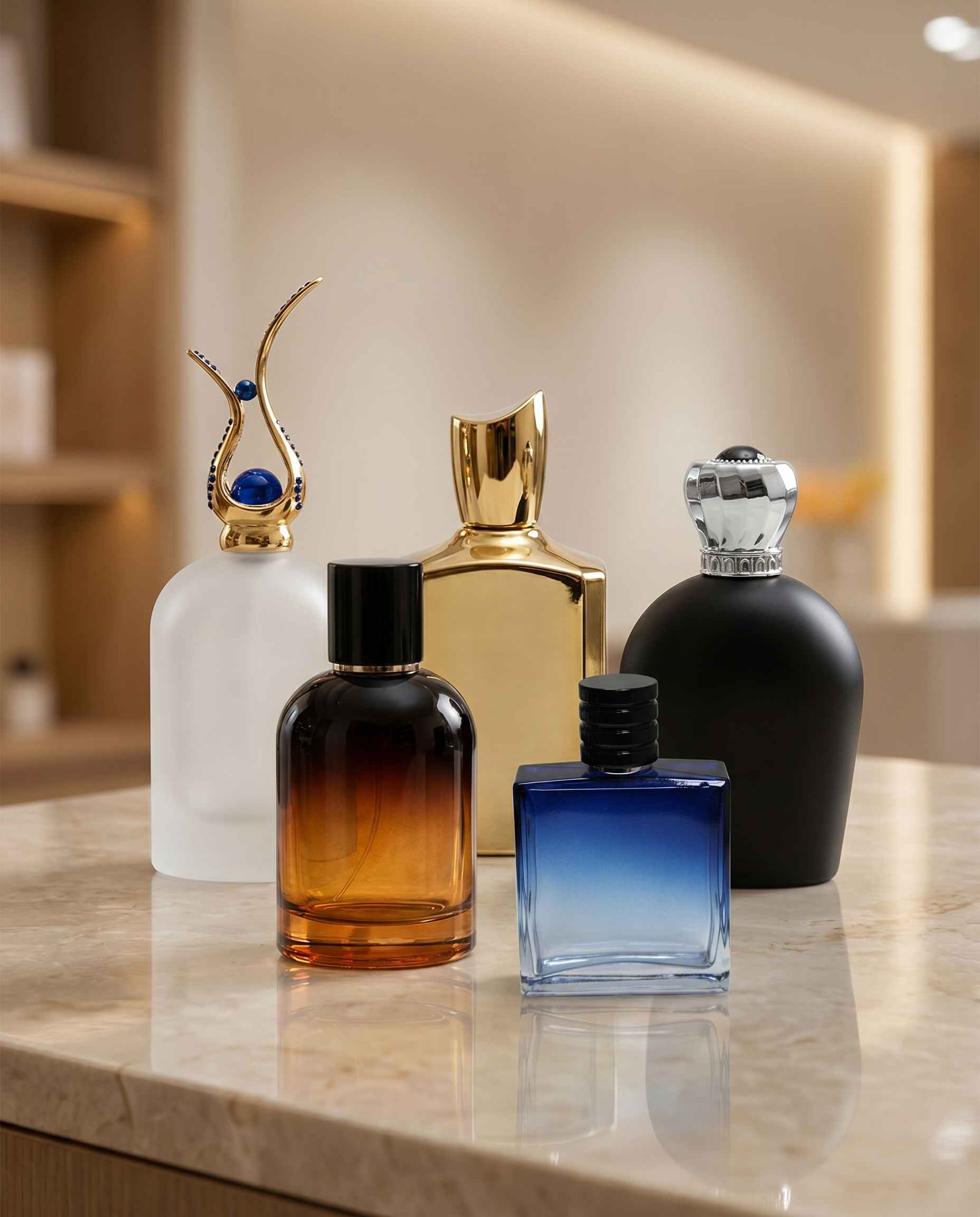 Stock perfume bottles and caps range — Best Perfumes & Cosmetics Industry, Sharjah UAE